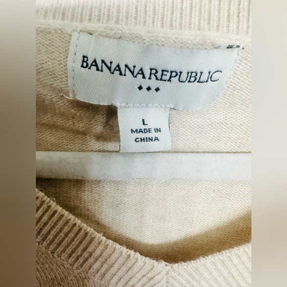 Banana Republic Men Oxford 100% Cotton Long Sleeve Sweater Beige Size L - Picture 5 of 6